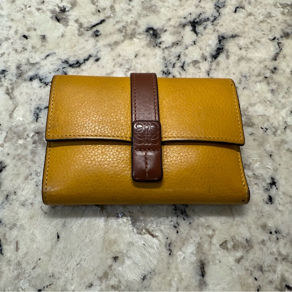 Loewe EUC Vintage Yellow & Brown Leather Wallet